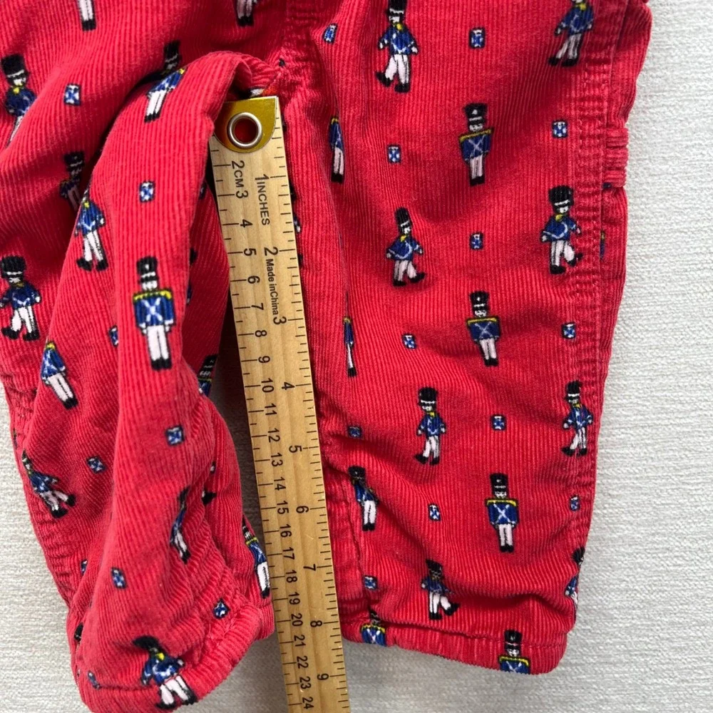 OshKosh Bgosh Vestback Kids Red Corduroy Nutcracker Soldier Lined Overalls 12M